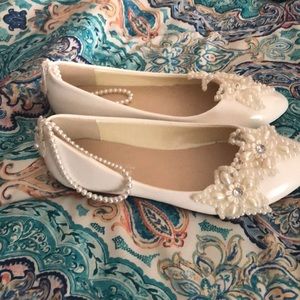 Ivory white wedding flats